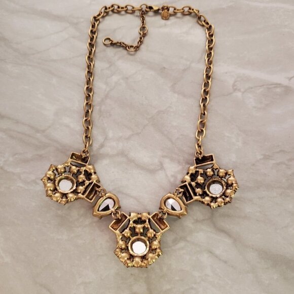💖 J.Crew Classic Rhinestones Crystal Cluster Antique Statement Necklace 💖 - Picture 9 of 14